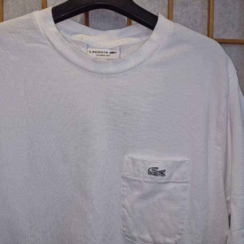 [BUNJANG] Lacoste Pocket Short Sleeve T-Shirt White Size 95 / 라코스테 포켓 반팔 티셔츠 화이트 95