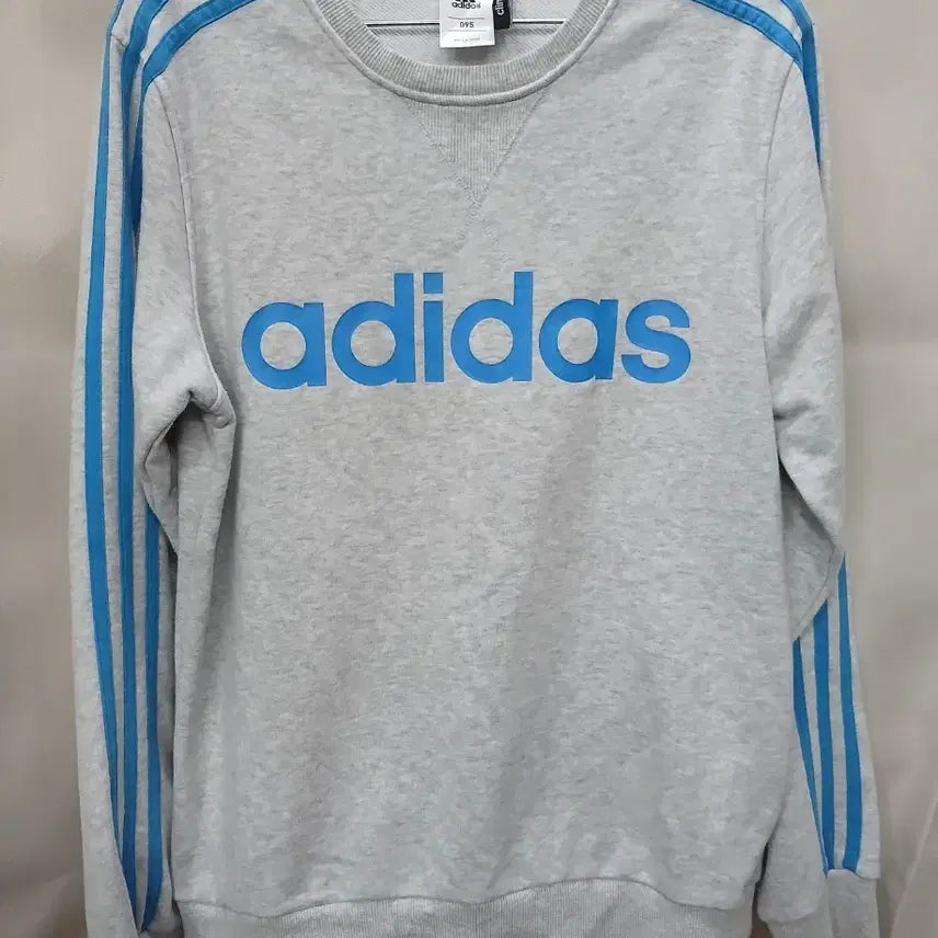 [BUNJANG] Adidas Three-Stripes Sweatshirt Grey/Blue / 아디다스 삼선 맨투맨 그레이/블루