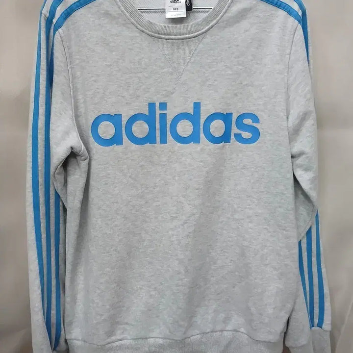 [BUNJANG] Adidas Three-Stripes Sweatshirt Grey/Blue / 아디다스 삼선 맨투맨 그레이/블루