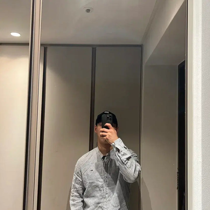 [BUNJANG] Lacoste Summer Striped Linen Shirt / 라코스테 여름용 스트라이프 린넨 셔츠 105
