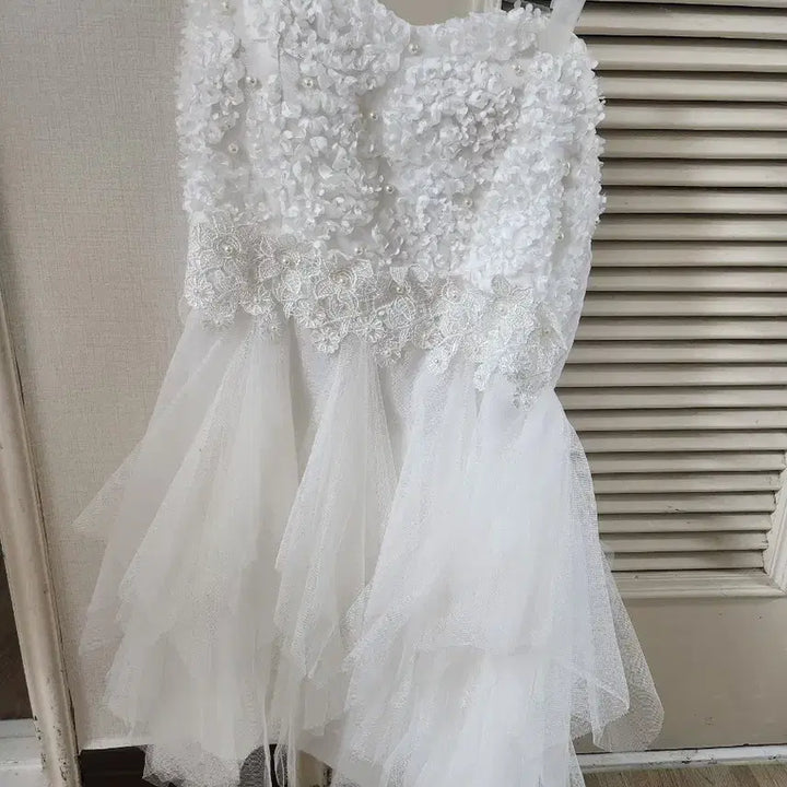 [BUNJANG] White Flower Lace Tube Top Mini Dress / 판매)플라워 미니 드레스