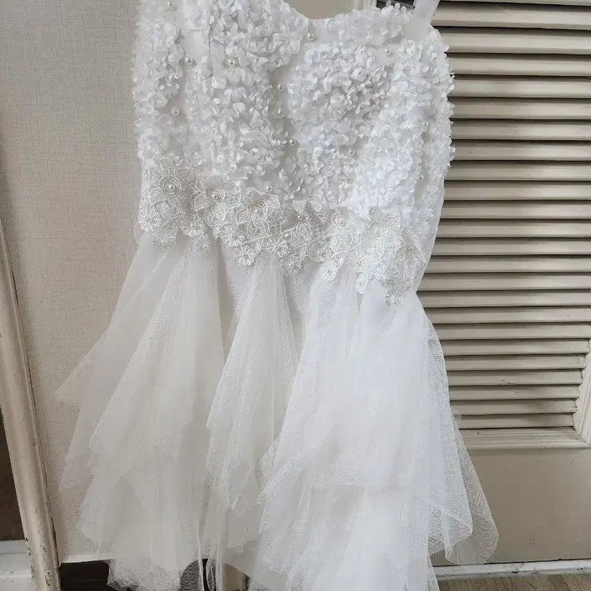 [BUNJANG] White Flower Lace Tube Top Mini Dress / 판매)플라워 미니 드레스