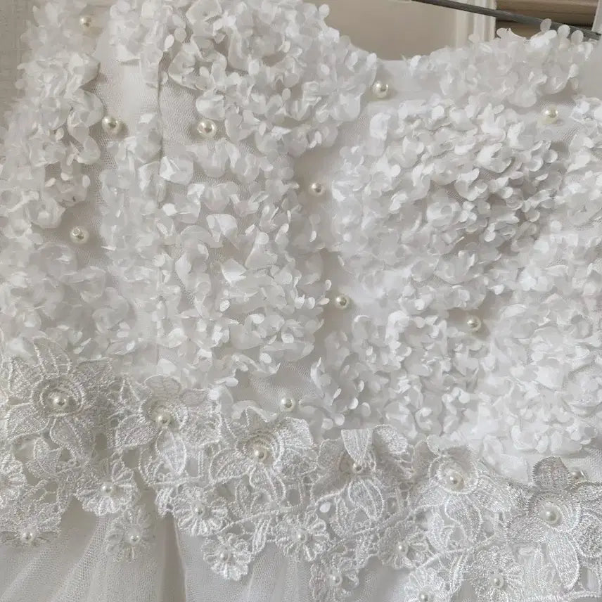 [BUNJANG] White Flower Lace Tube Top Mini Dress / 판매)플라워 미니 드레스