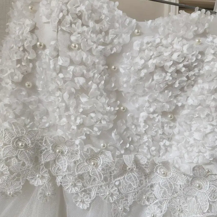[BUNJANG] White Flower Lace Tube Top Mini Dress / 판매)플라워 미니 드레스