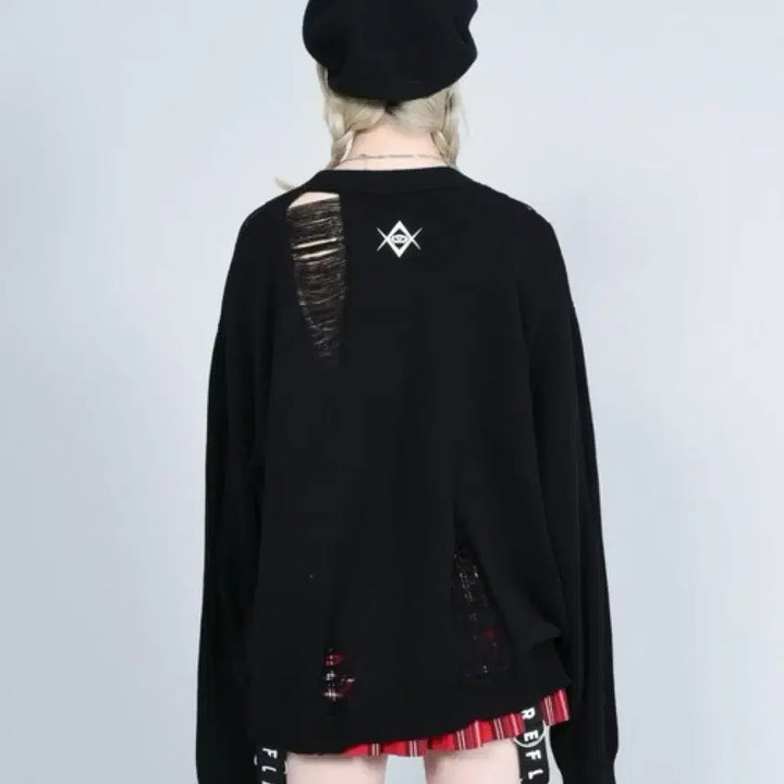 [BUNJANG] Reflem Damaged Knit Cardigan / 교판) Reflem 레플렘 데미지 니트 가디건 지뢰계 중성계