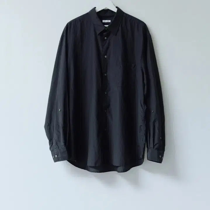 [BUNJANG] Stillness Silk Cotton Roll-up Shirt Black / (2) 스틸네스 실크코튼 롤업 셔츠 블랙