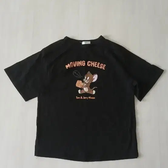 [BUNJANG] Tom and Jerry Character Print Black T-Shirt / 캐릭터 반팔티