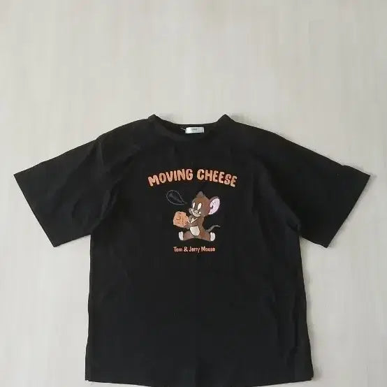 [BUNJANG] Tom and Jerry Character Print Black T-Shirt / 캐릭터 반팔티
