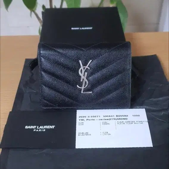 [BUNJANG] Saint Laurent Matelassé Bifold Wallet Black Caviar Leather / 입생로랑 생로랑 반지갑/지갑 블랙 정품S급(감정O)