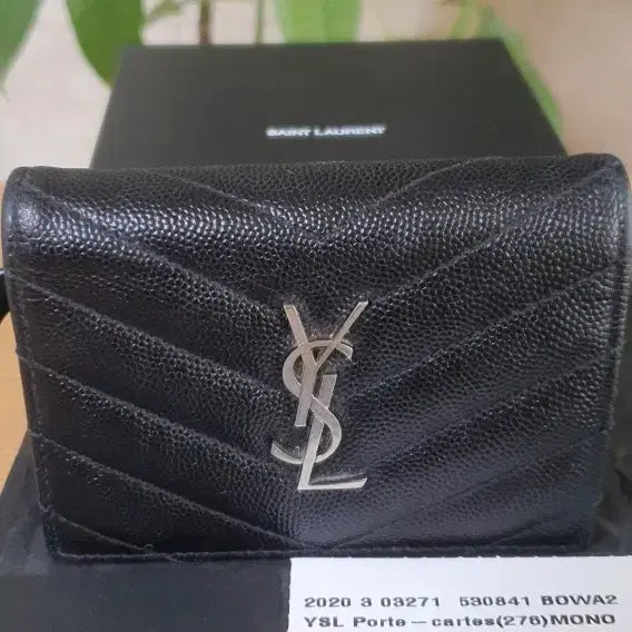 [BUNJANG] Saint Laurent Matelassé Bifold Wallet Black Caviar Leather / 입생로랑 생로랑 반지갑/지갑 블랙 정품S급(감정O)