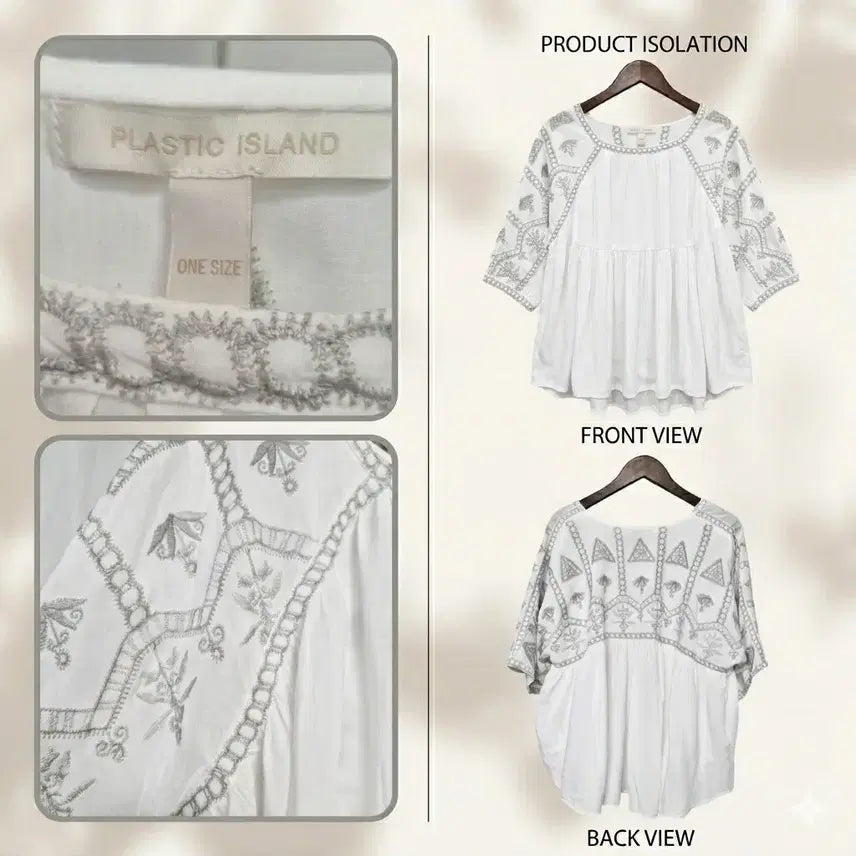 [BUNJANG] Plastic Island Ethnic Embroidered Blouse (New, Unworn) / [미착용 새상품] 플라스틱 아일랜드 에스닉 자수 블라우스 (보관만 함)
