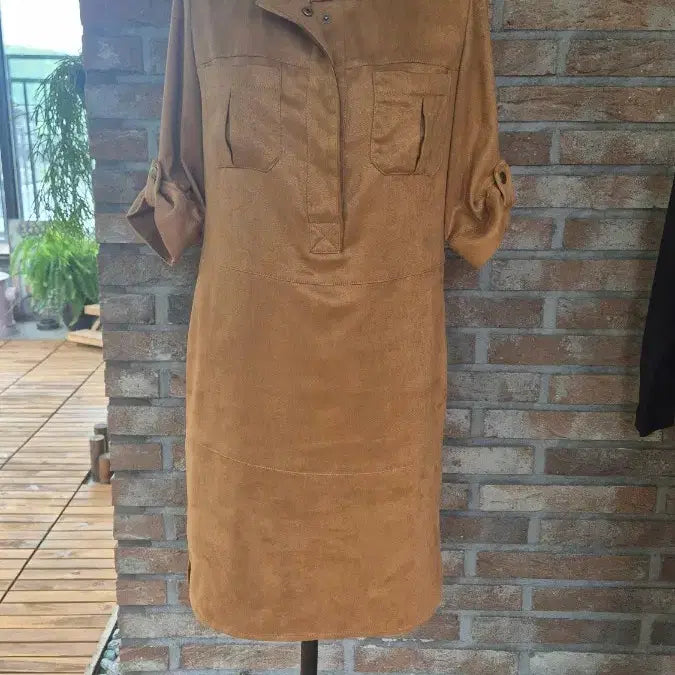 [BUNJANG] AK Anne Klein Suede Roll-Up Dress Size 66 / AK앤클라인 스웨이드 롤업 원피스 66