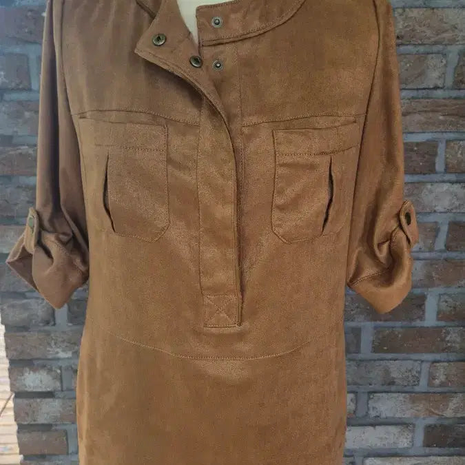 [BUNJANG] AK Anne Klein Suede Roll-Up Dress Size 66 / AK앤클라인 스웨이드 롤업 원피스 66