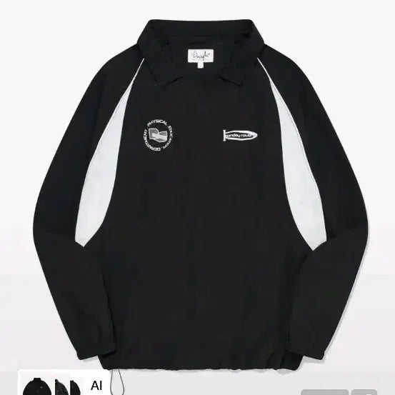 [BUNJANG] Physical Education Department Nylon Rugby Sweatshirt - Black (S) / 새상품 피지컬 에듀케이션 디파트먼트 공용 나일론 럭비 스웨트셔츠_블랙 S