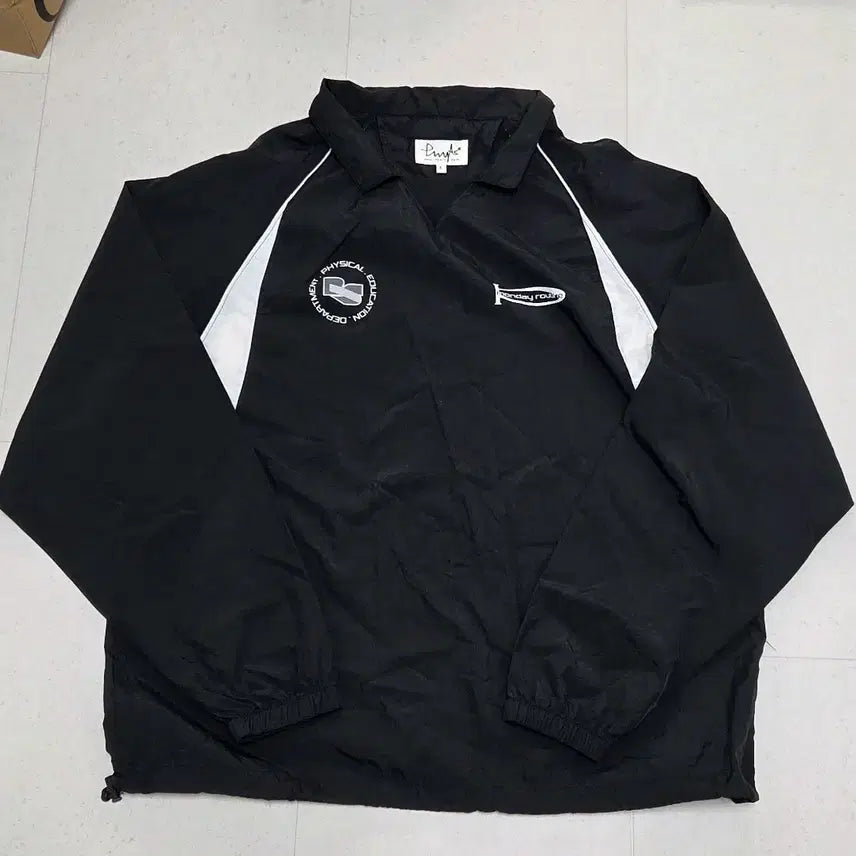 [BUNJANG] Physical Education Department Nylon Rugby Sweatshirt - Black (S) / 새상품 피지컬 에듀케이션 디파트먼트 공용 나일론 럭비 스웨트셔츠_블랙 S