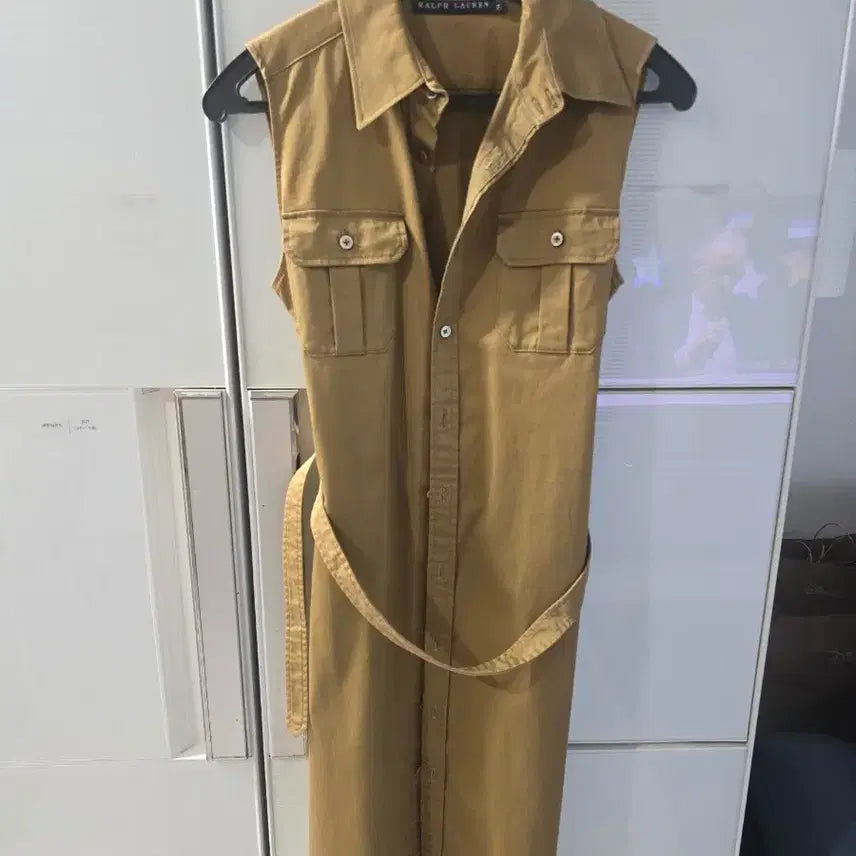 [BUNJANG] Ralph Lauren Khaki Shirt Dress Set with Belt / 랄프로렌 카키색 셔츠 원피스 벨트 세트