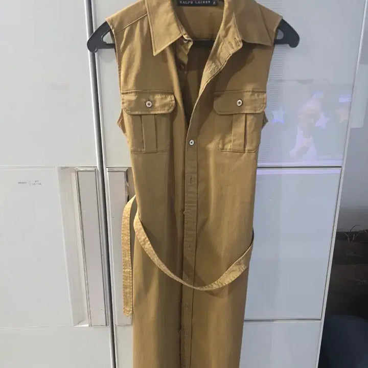 [BUNJANG] Ralph Lauren Khaki Shirt Dress Set with Belt / 랄프로렌 카키색 셔츠 원피스 벨트 세트