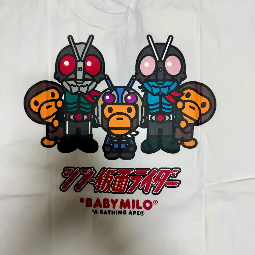 [BUNJANG] BAPE x Kamen Rider Collaboration T-Shirt White / 베이프 X 가면라이더 티셔츠 화이트