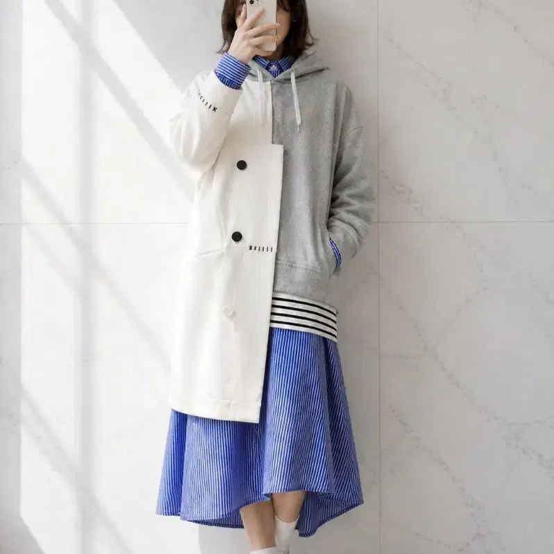 [BUNJANG] ENFÖLD Remake Color-Block Hooded Layered Dress / (정품) 엔폴드 리메이크 배색 후드 레이어드 원피스 40