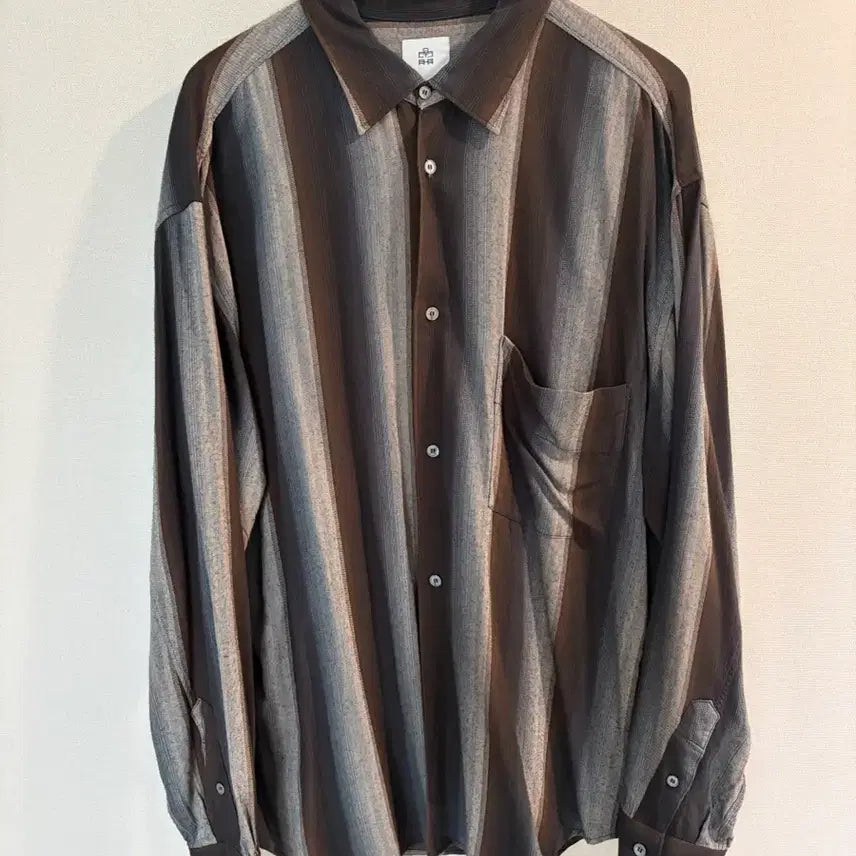[BUNJANG] Polytaroo Loose Stripe Shirt Brown Navy / [4] 폴리테루 루즈드 스트라이프 셔츠 브라운 네이비