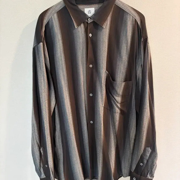 [BUNJANG] Polytaroo Loose Stripe Shirt Brown Navy / [4] 폴리테루 루즈드 스트라이프 셔츠 브라운 네이비