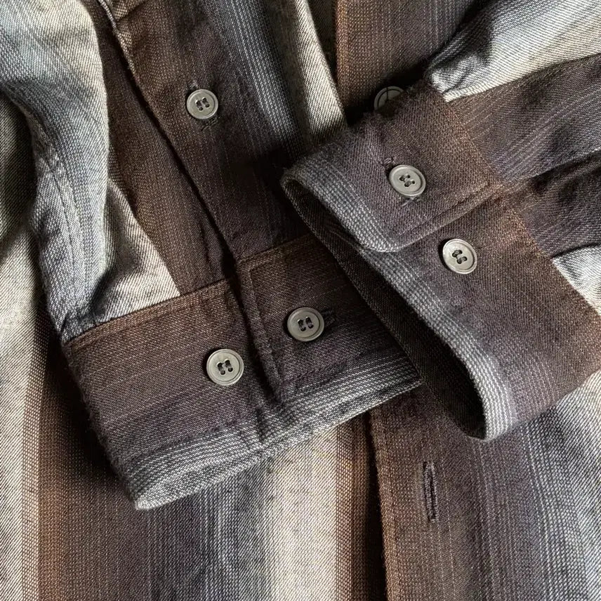 [BUNJANG] Polytaroo Loose Stripe Shirt Brown Navy / [4] 폴리테루 루즈드 스트라이프 셔츠 브라운 네이비