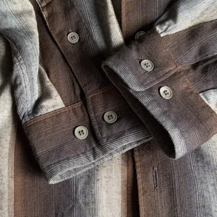 [BUNJANG] Polytaroo Loose Stripe Shirt Brown Navy / [4] 폴리테루 루즈드 스트라이프 셔츠 브라운 네이비