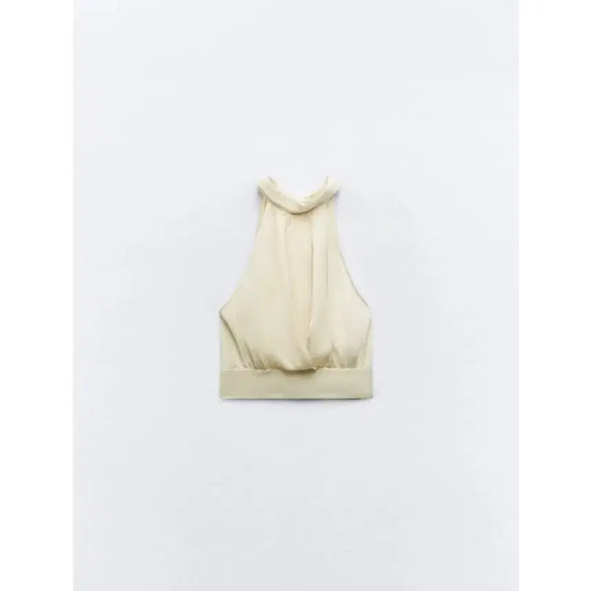 [BUNJANG] Zara Satin Ribbon Halterneck Blouse / 자라 새틴 리본 홀터넥 블라우스