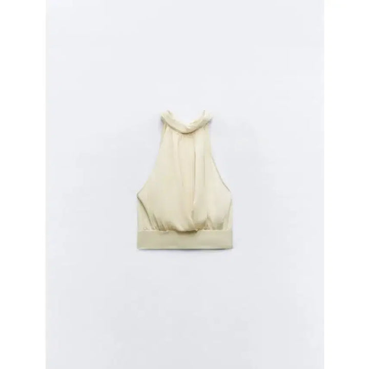 [BUNJANG] Zara Satin Ribbon Halterneck Blouse / 자라 새틴 리본 홀터넥 블라우스