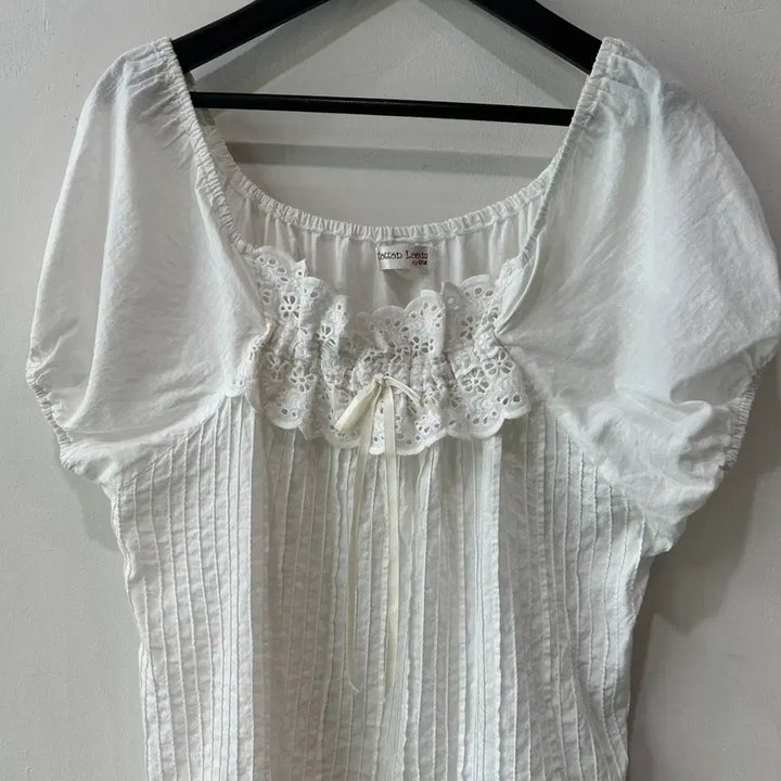 [BUNJANG] Cotton Puff Ribbon Blouse / 코튼 퍼프 리본 블라우스