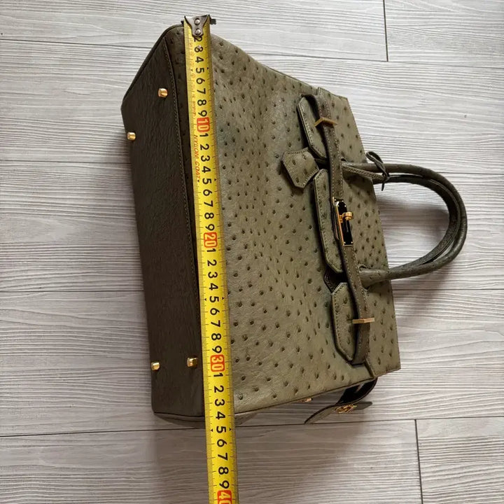 [BUNJANG] Ostrich Leather Tote Bag - Olive / 올리브색상 타조가죽 토트백