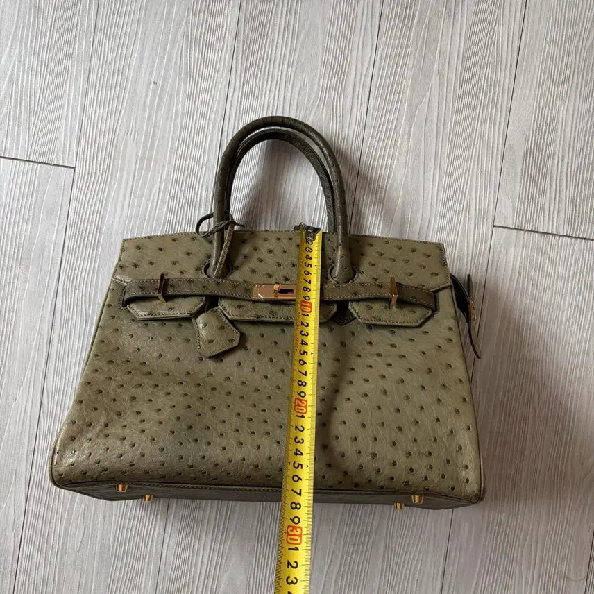 [BUNJANG] Ostrich Leather Tote Bag - Olive / 올리브색상 타조가죽 토트백