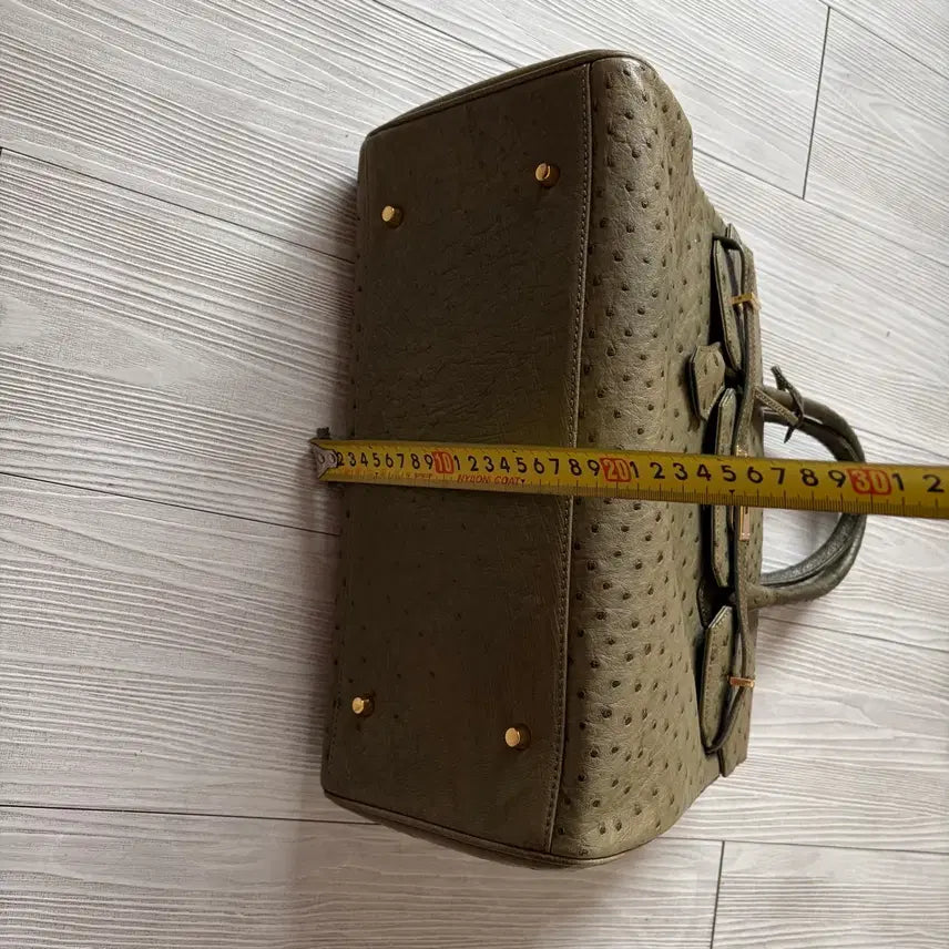 [BUNJANG] Ostrich Leather Tote Bag - Olive / 올리브색상 타조가죽 토트백