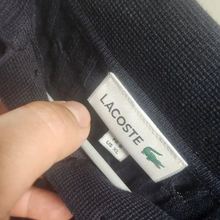 [BUNJANG] Lacoste Navy Cable Knit Short Sleeve T-Shirt / 라코스테 네이비 케이블 니트 반팔티