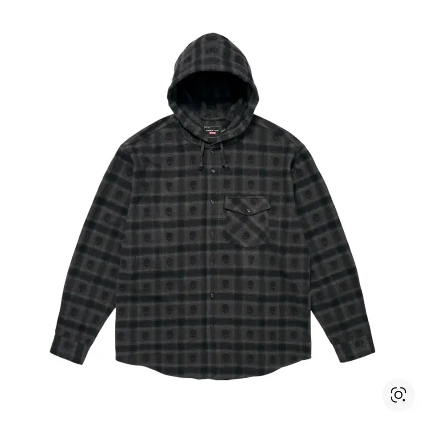 [BUNJANG] Supreme x Number (N)ine Black Flannel Hooded Shirt - Medium / 슈프림 x 넘버 나인 후드 플란넬 셔츠 블랙 M