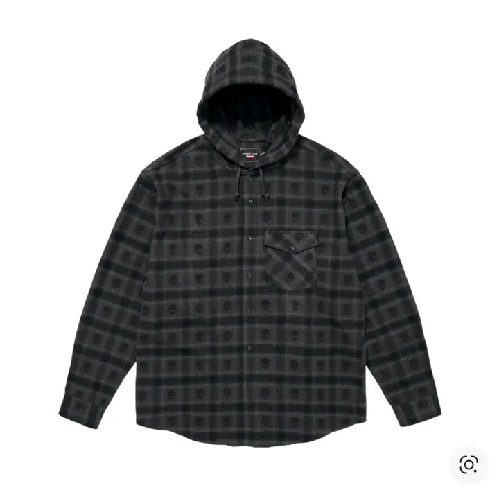 [BUNJANG] Supreme x Number (N)ine Black Flannel Hooded Shirt - Medium / 슈프림 x 넘버 나인 후드 플란넬 셔츠 블랙 M