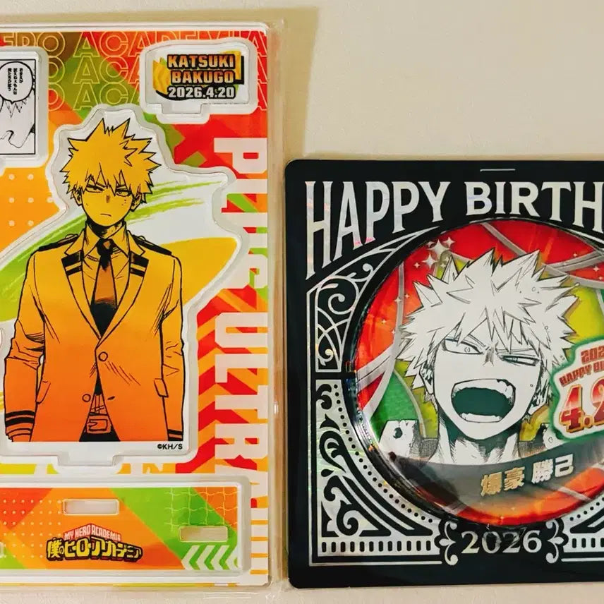 [BUNJANG] My Hero Academia Katsuki Bakugo 2026 Birthday Acrylic Stand &amp; Can Badge Set / 나히아 히로아카 바쿠고 카츠키 2026 생일 아크릴 스탠드 캔뱃지
