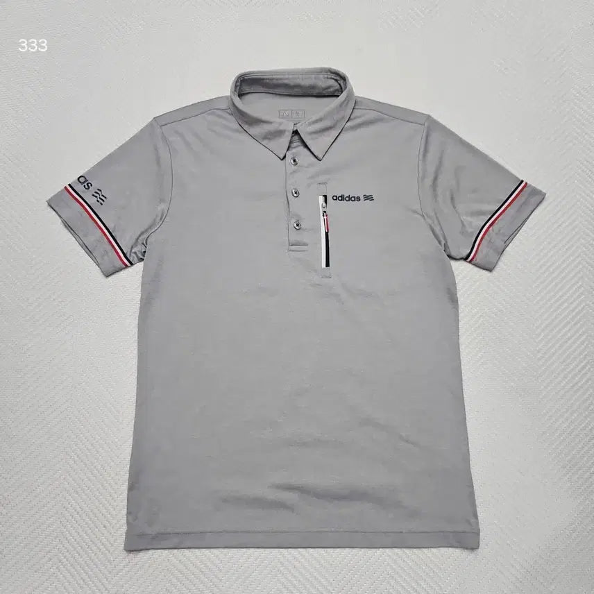 [BUNJANG] Adidas Gray Three-Stripes Short-Sleeve Polo Shirt / 아디다스 그레이 삼선 반팔 폴로티