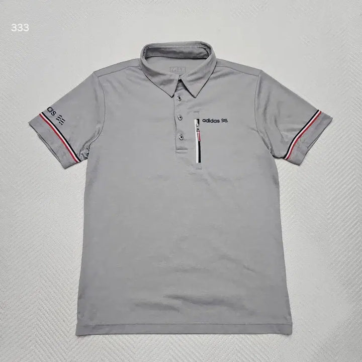 [BUNJANG] Adidas Gray Three-Stripes Short-Sleeve Polo Shirt / 아디다스 그레이 삼선 반팔 폴로티