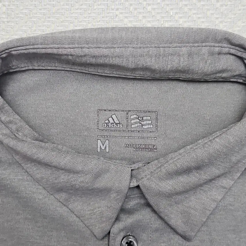 [BUNJANG] Adidas Gray Three-Stripes Short-Sleeve Polo Shirt / 아디다스 그레이 삼선 반팔 폴로티