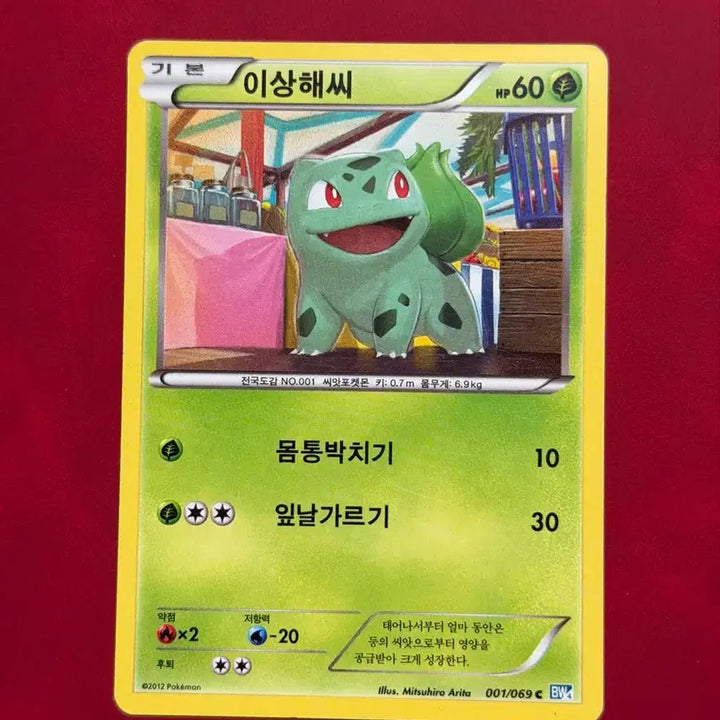 [BUNJANG] Vintage Pokemon Rare Card Bulbasaur BW / 귀여운 포켓몬 고전 희귀 카드 이상해씨 BW