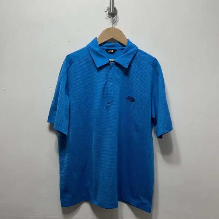 [BUNJANG] The North Face Blue Stripe Short Sleeve Polo Shirt Size 100 / 노스페이스 블루 스트라이프 반팔 폴로티 100사이즈