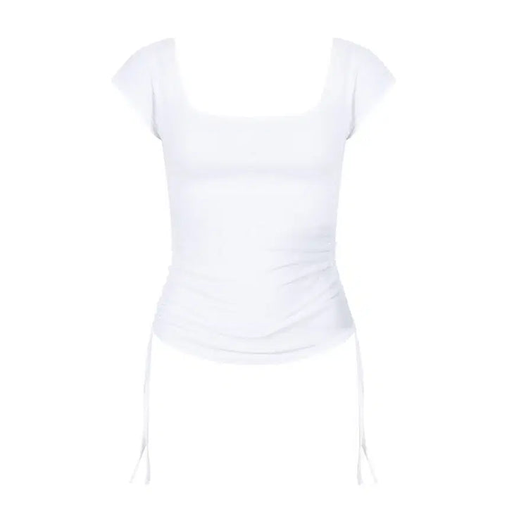 [BUNJANG] Please No Follow Shirring Top Peachy Side Shirring Short T / 플리즈노팔로우 셔링탑 Peachy Side Shirring Short T