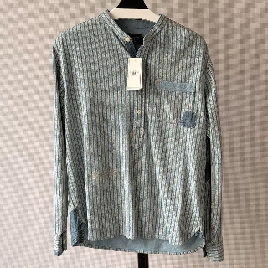 [BUNJANG] RRL Patchwork Stripe Henley Neck S / RRL 패치워크 스트라이프 헨리넥 S