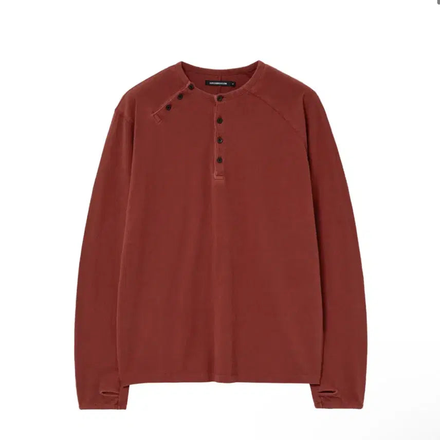 [BUNJANG] Haechiroom Double Henley Neck Red T-Shirt / 해칭룸 Double Henley Neck Red 4