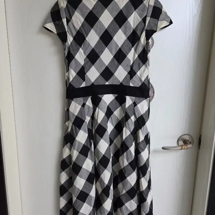 [BUNJANG] Hazzys Gingham Check Short Sleeve Long Dress / 헤지스  깅엄 체크 반팔 원피스