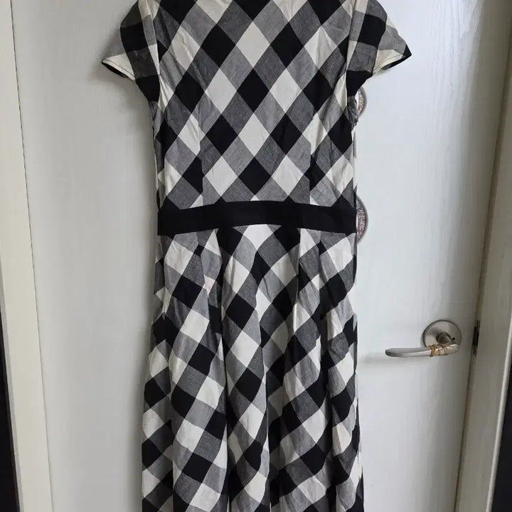 [BUNJANG] Hazzys Gingham Check Short Sleeve Long Dress / 헤지스  깅엄 체크 반팔 원피스