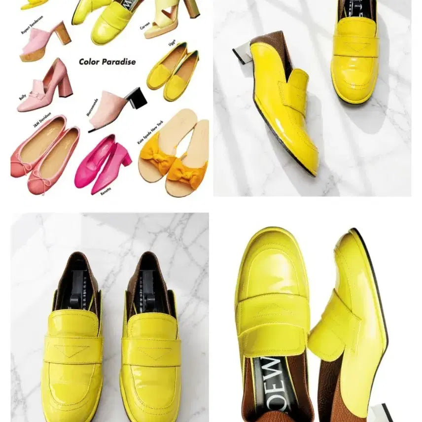 [BUNJANG] Loewe Patent Yellow Twist Heel Loafers / (정품) 로에베 페이턴트 옐로우 힐 로퍼 / 트위스트 힐 / 희귀 컬러