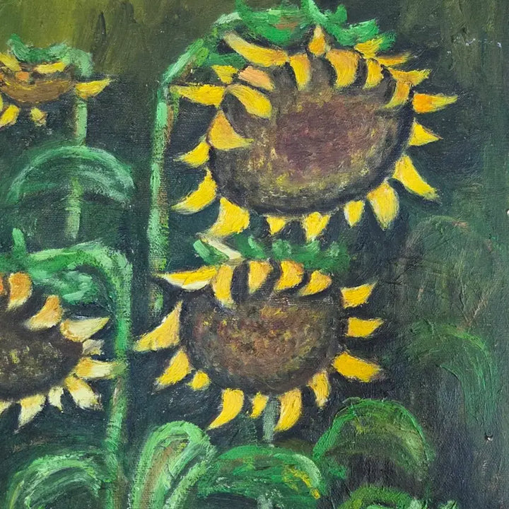 [BUNJANG] Vintage Oil Painting Sunflower on Canvas / 서양화 오래된 캔버스에 유화 해바라기