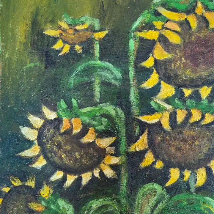 [BUNJANG] Vintage Oil Painting Sunflower on Canvas / 서양화 오래된 캔버스에 유화 해바라기